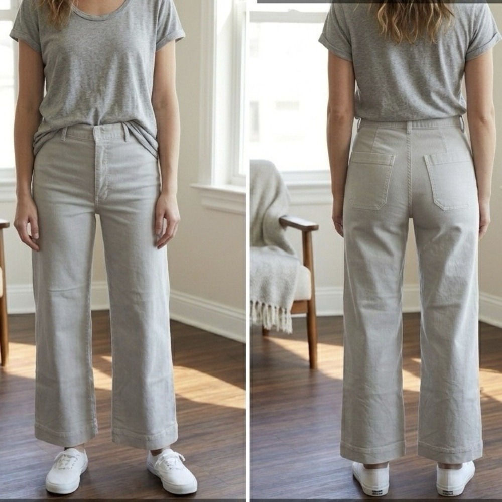 THE GREAT. Seafair Wide Leg Crop Jeans 27x‎ 26 Dusty Powder Blue